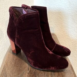 Opening Ceremony Burgundy Velvet Ankle Booties Size US 9 EUR 40